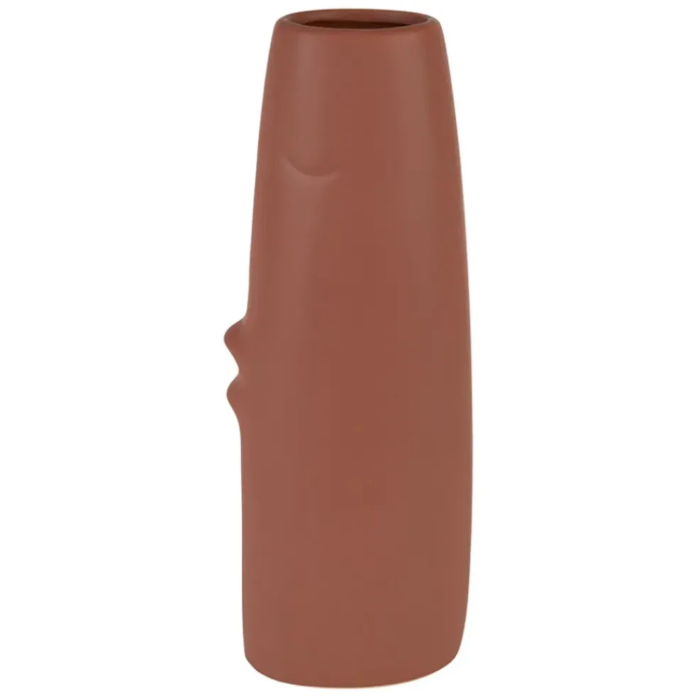 Lot de 2 vases visage en grès terracotta et beige h30cm