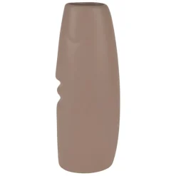 Lot de 2 vases visage en grès terracotta et beige h30cm