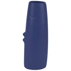 Lot de 2 vases visage en grès indigo et écru h30cm