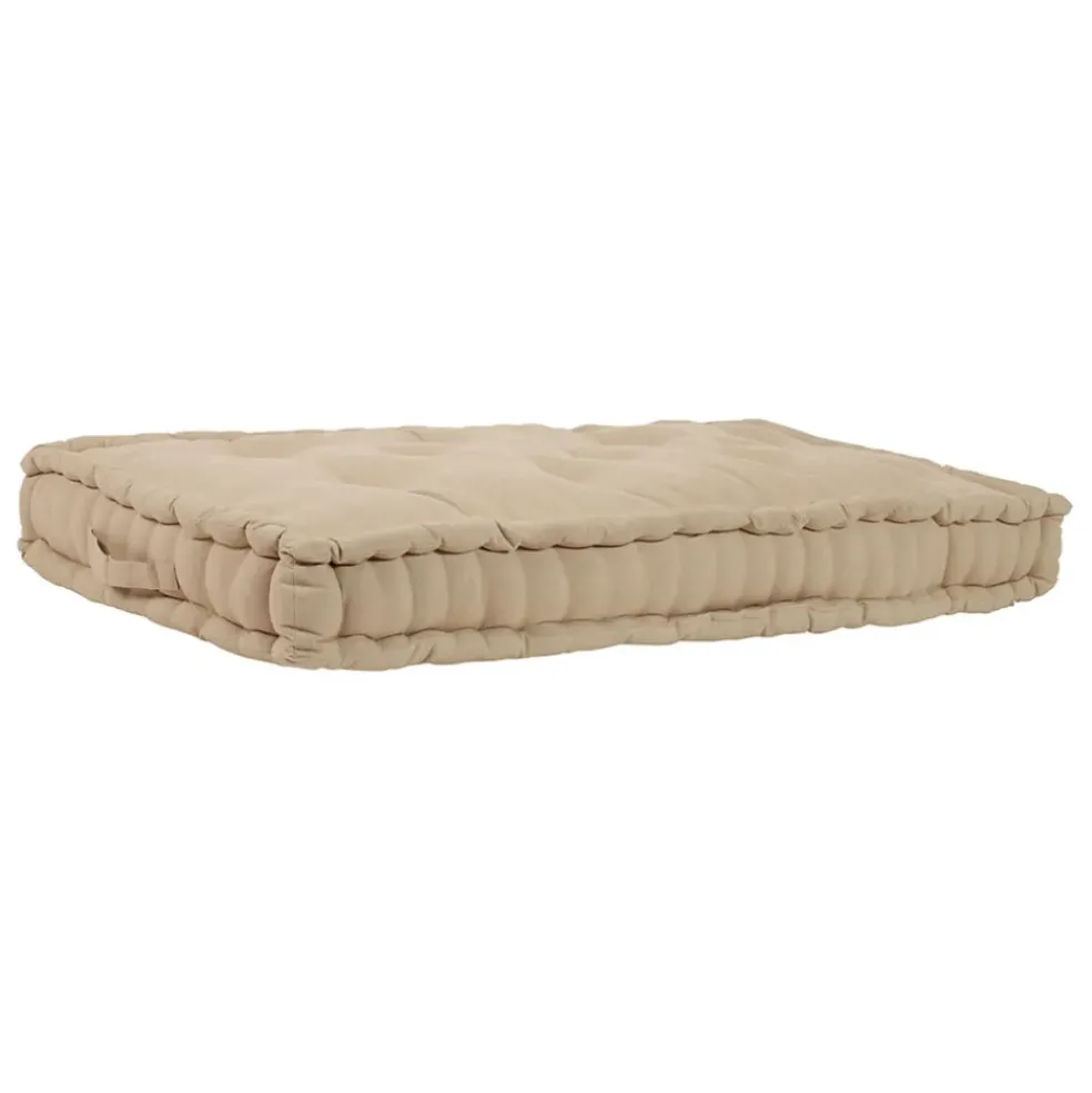 Matelas capitonné chambray beige en coton