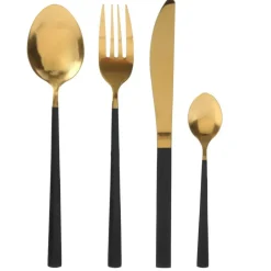 Menagère 16 pieces doré et noir en acier inoxydable