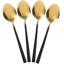 Menagère 16 pieces doré et noir en acier inoxydable