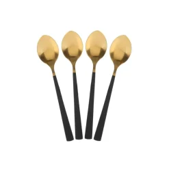 Menagère 16 pieces doré et noir en acier inoxydable