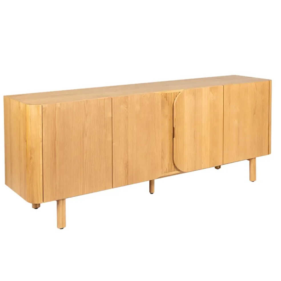 Meuble bas 4 portes en chêne naturel 200xh80cm - Sirocco