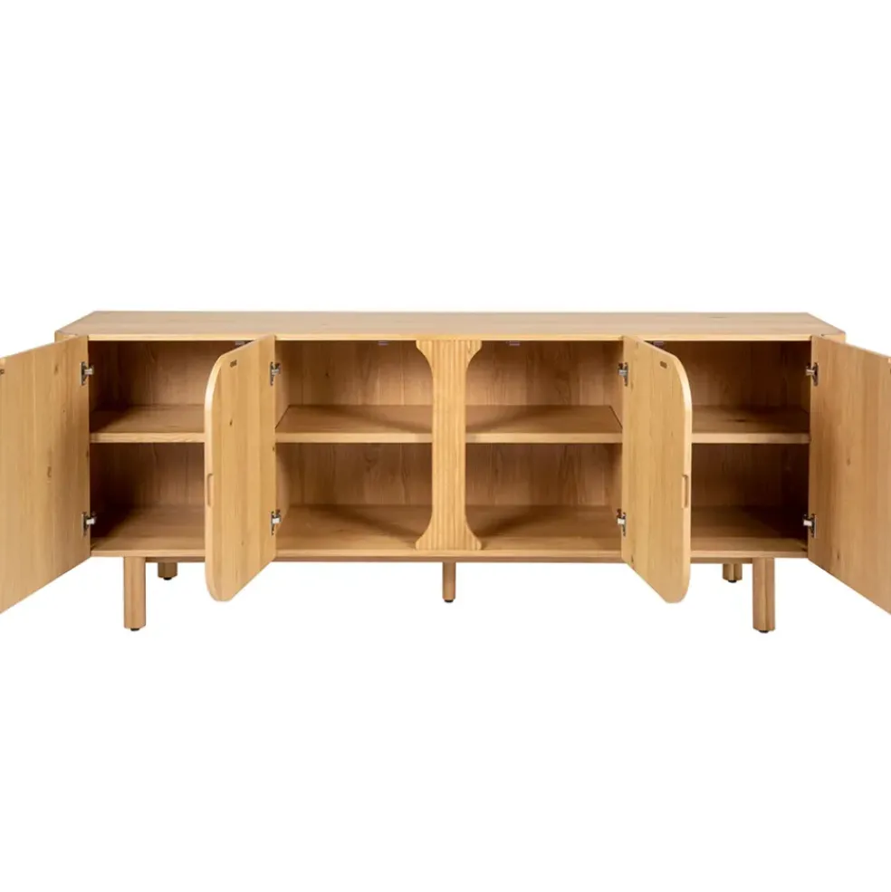 Meuble bas 4 portes en chêne naturel 200xh80cm - Sirocco