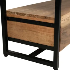 Meuble Tv 3 portes en acacia et pieds en fer noir - Brooklyn