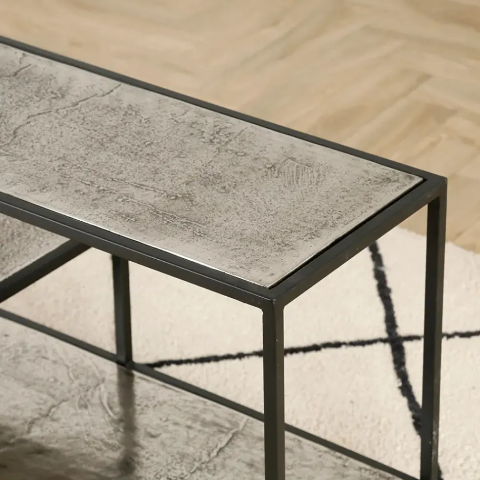 Meuble TV en acier et aluminium argenté L150cm - Felia