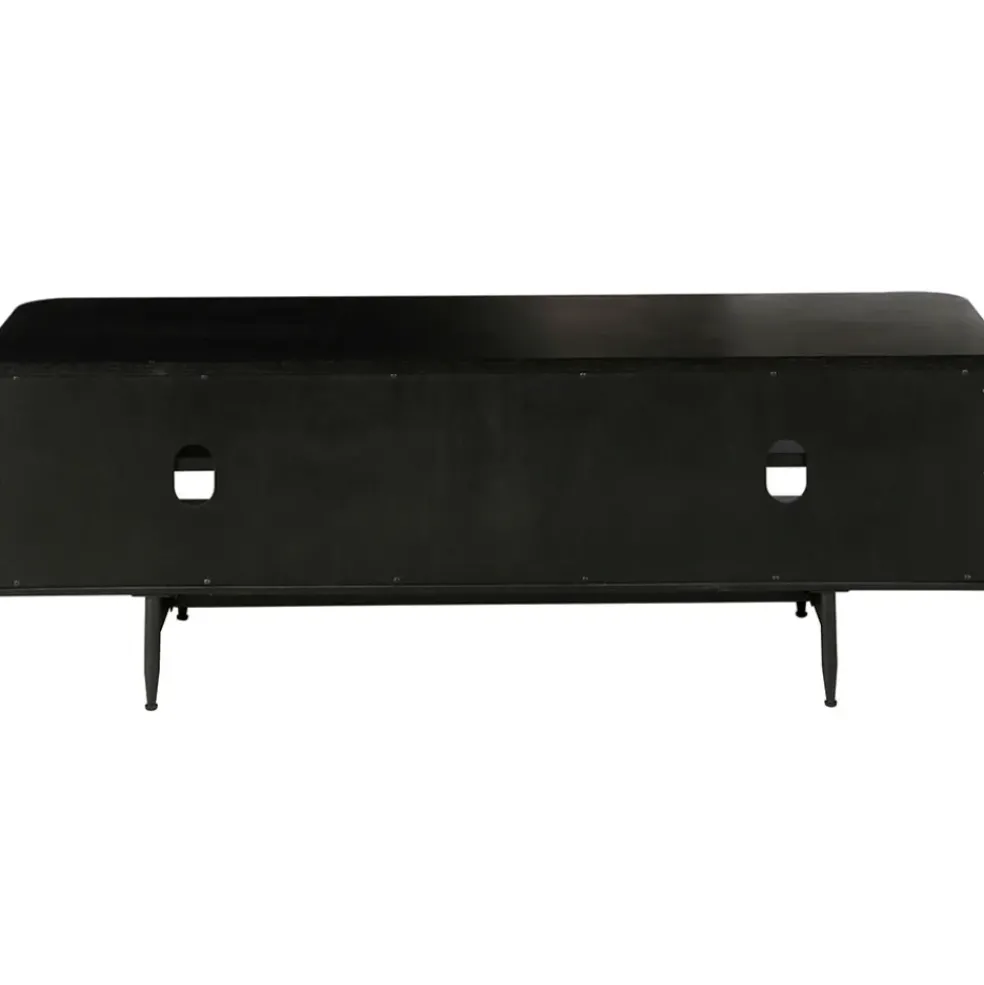 Meuble TV en chêne naturel et noir 4 niche L130cm - Linea