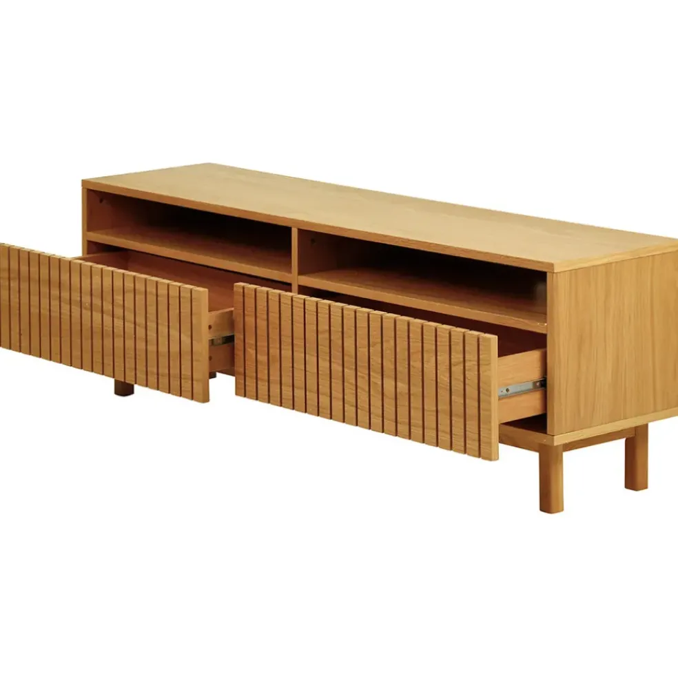 Meuble tv en chêne naturel 150x50cm - Paulo