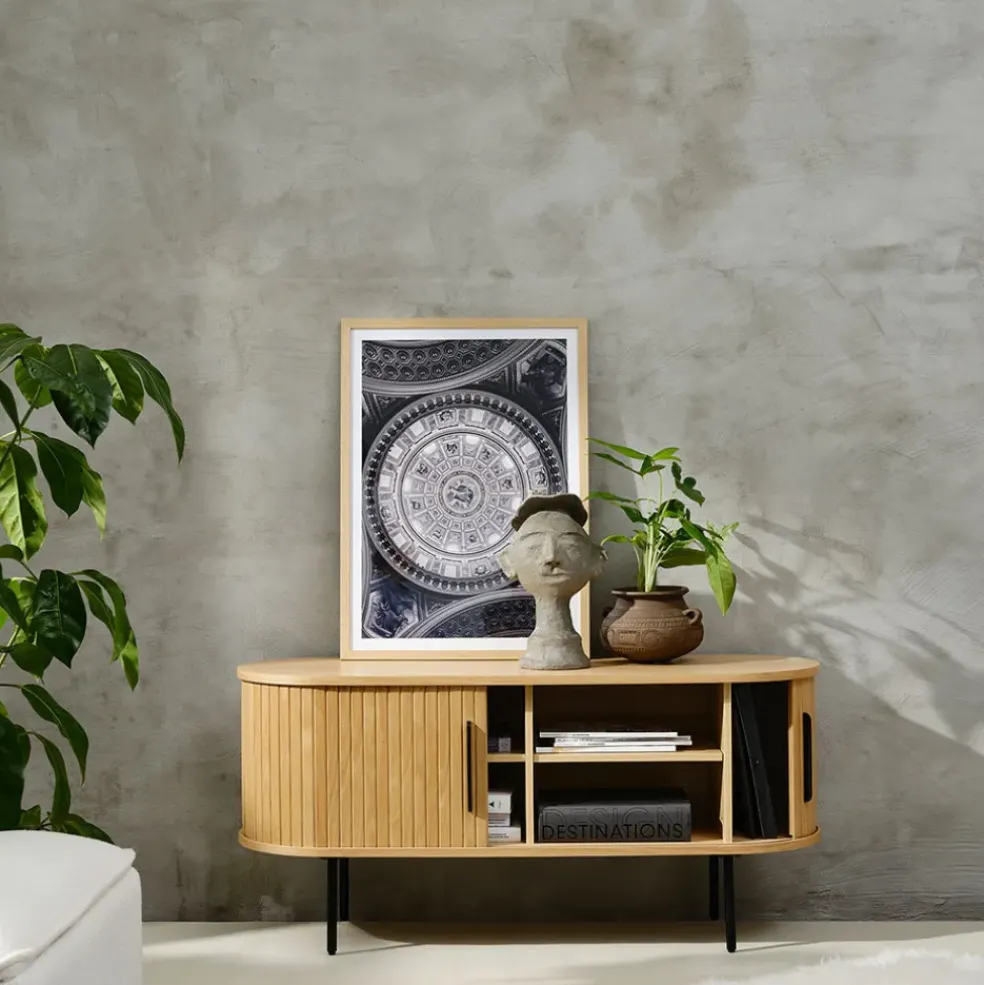 Meuble TV en placage chêne naturel l120cm - nola