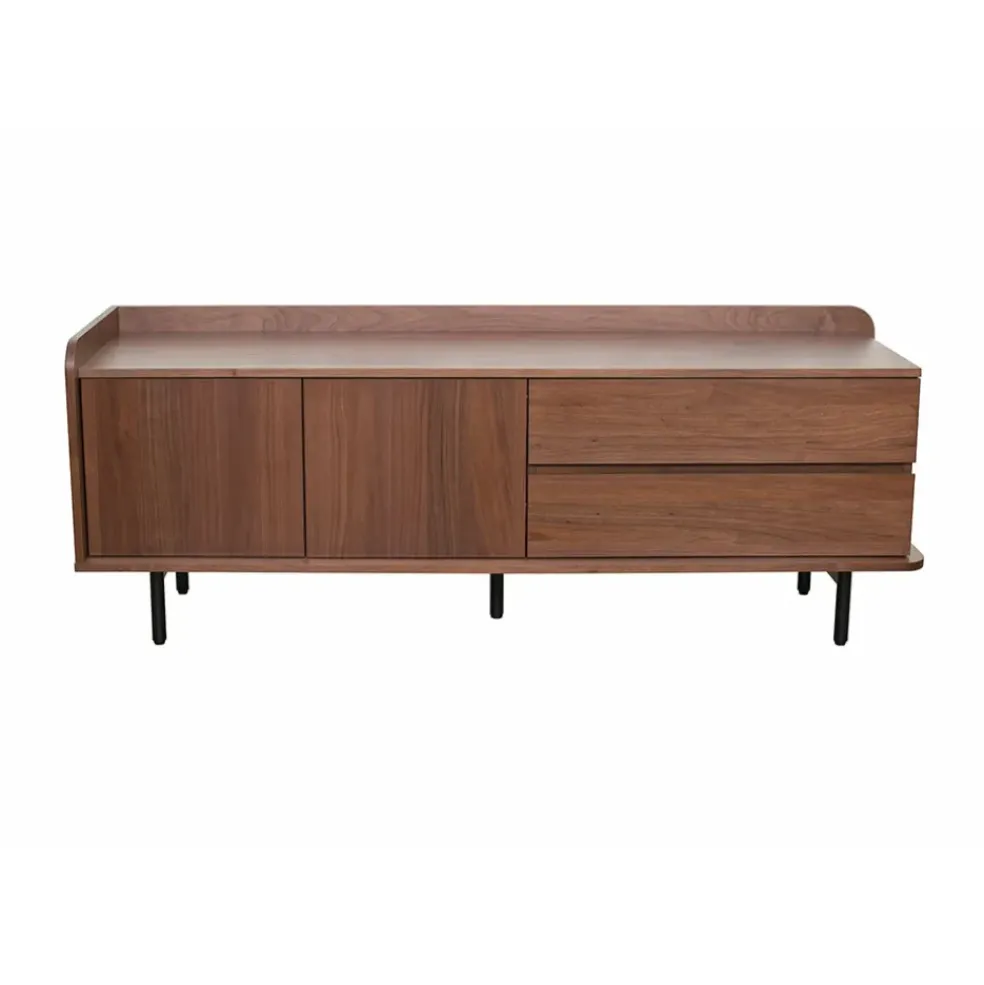 Meuble TV en placage noyer marron 150x55cm - Gino
