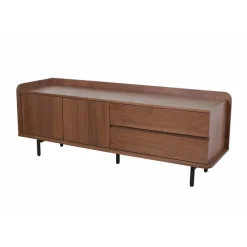 Meuble TV en placage noyer marron 150x55cm - Gino