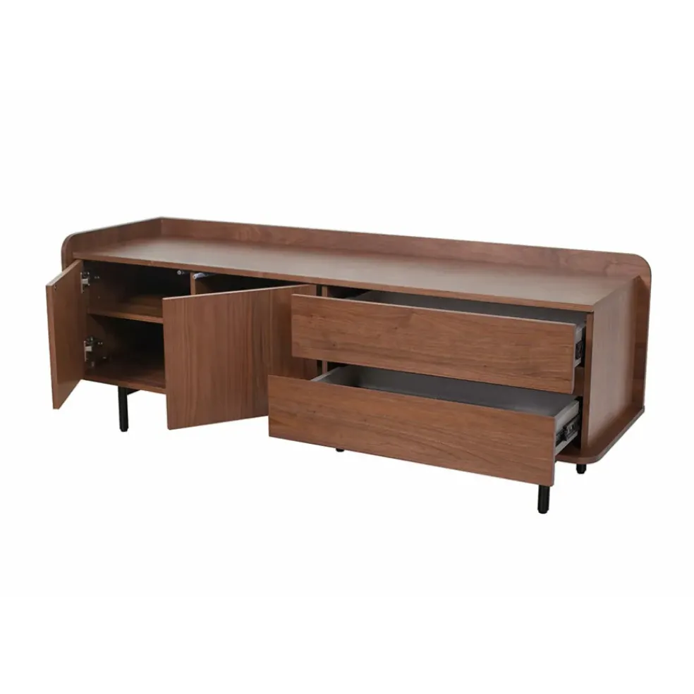 Meuble TV en placage noyer marron 150x55cm - Gino