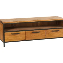 Meuble TV en teck massif 3 tiroirs L150cm - Alix