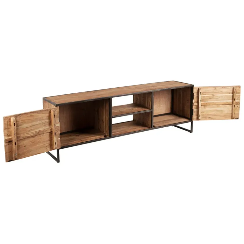 Meuble TV industriel en acacia et fer L175cm - Factory