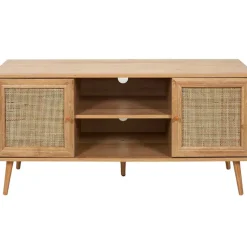 Meuble TV naturel en bois et cannage L115cm - Baia