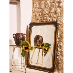Miroir antique en bois noir et doré 80x105cm