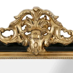 Miroir baroque noir et doré en bois - Féerie