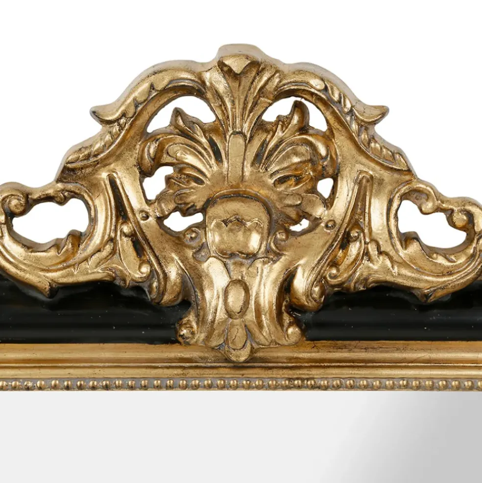 Miroir baroque noir et doré en bois - Féerie