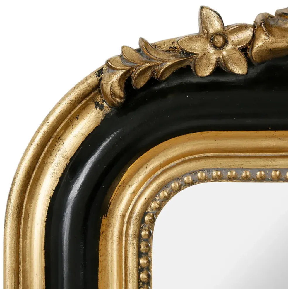 Miroir baroque noir et doré en bois - Féerie