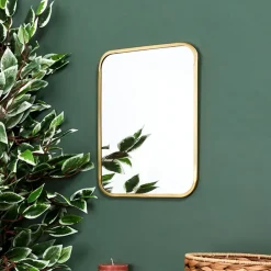 Miroir carre contour dore 34x25cm