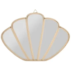 Miroir coquillage en rotin naturel 50x35cm