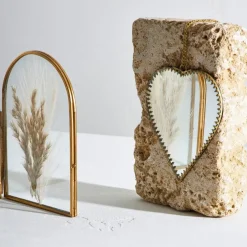 Miroir cœur en laiton et miroir 15x16cm - Cœur