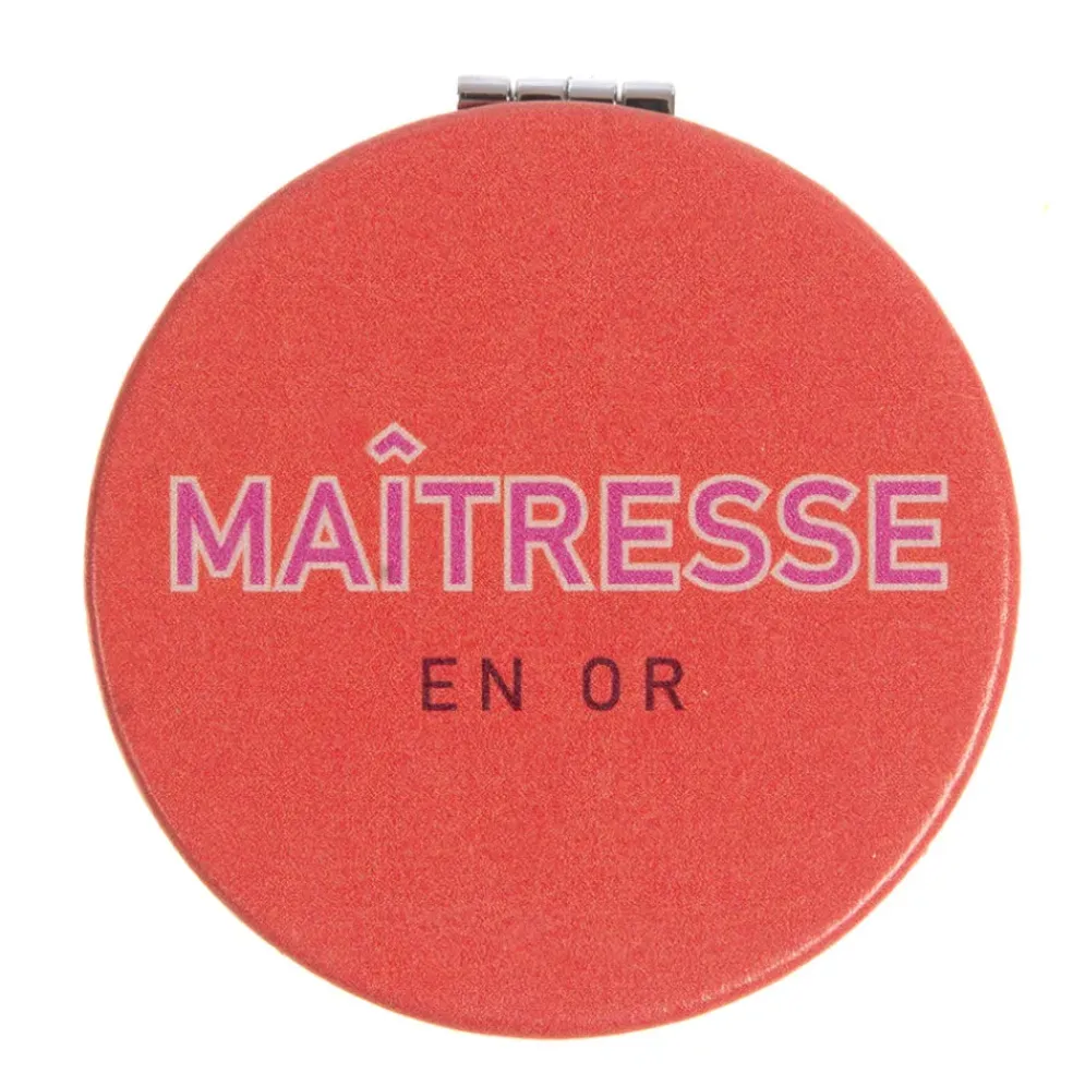 Miroir de poche Maitresse rose d7cm - Sunny