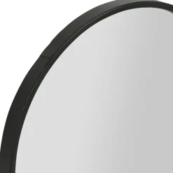Miroir en fer noir arrondie avec étagere bambou naturel 50.5x70cm - Garden