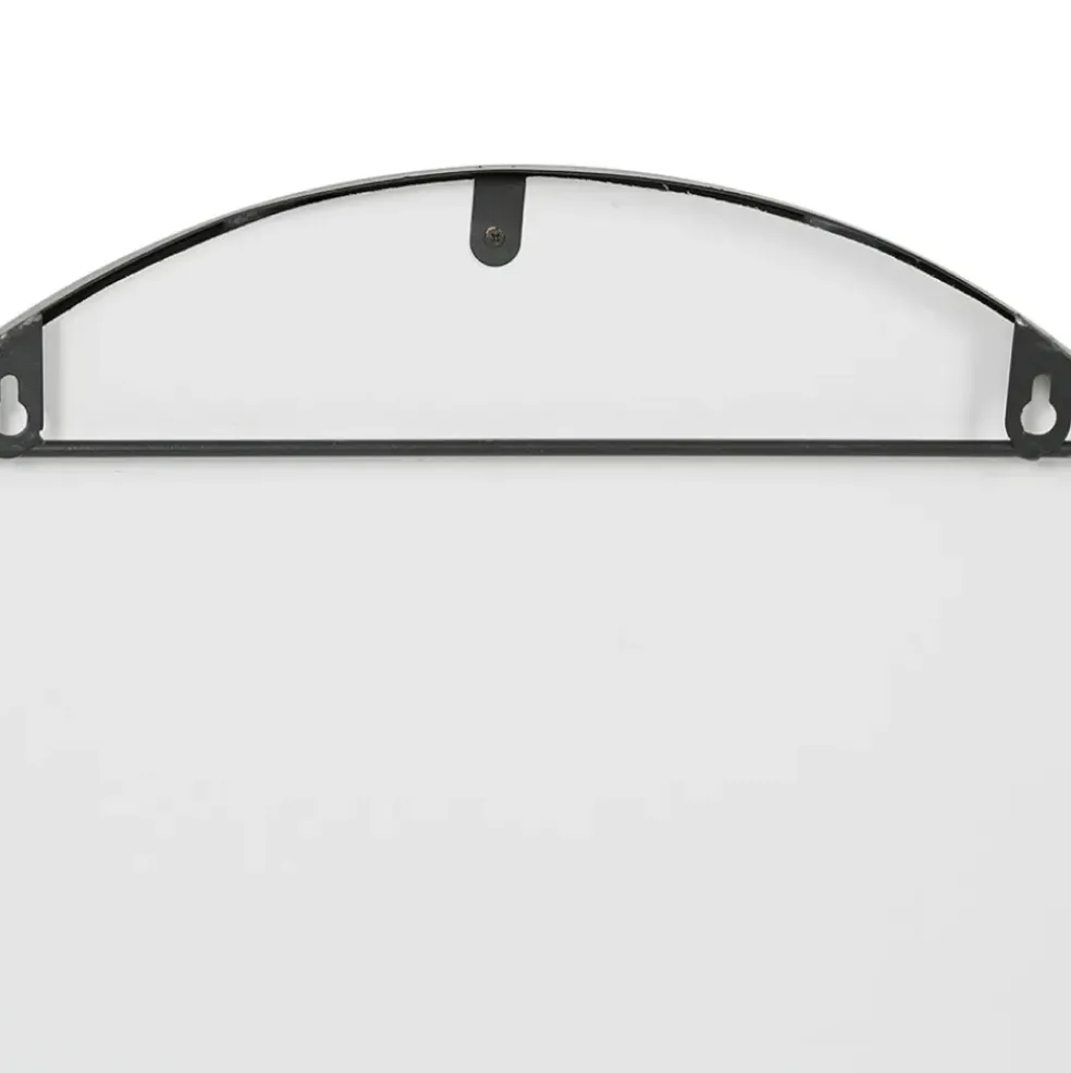 Miroir en fer noir arrondie avec étagere bambou naturel 50.5x70cm - Garden