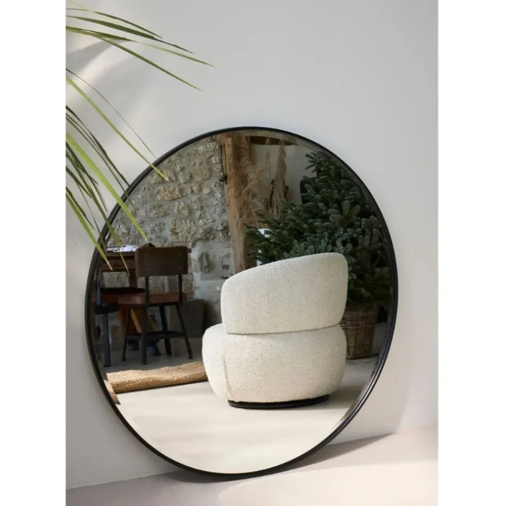 Miroir en fer noir d110cm - Arlequin