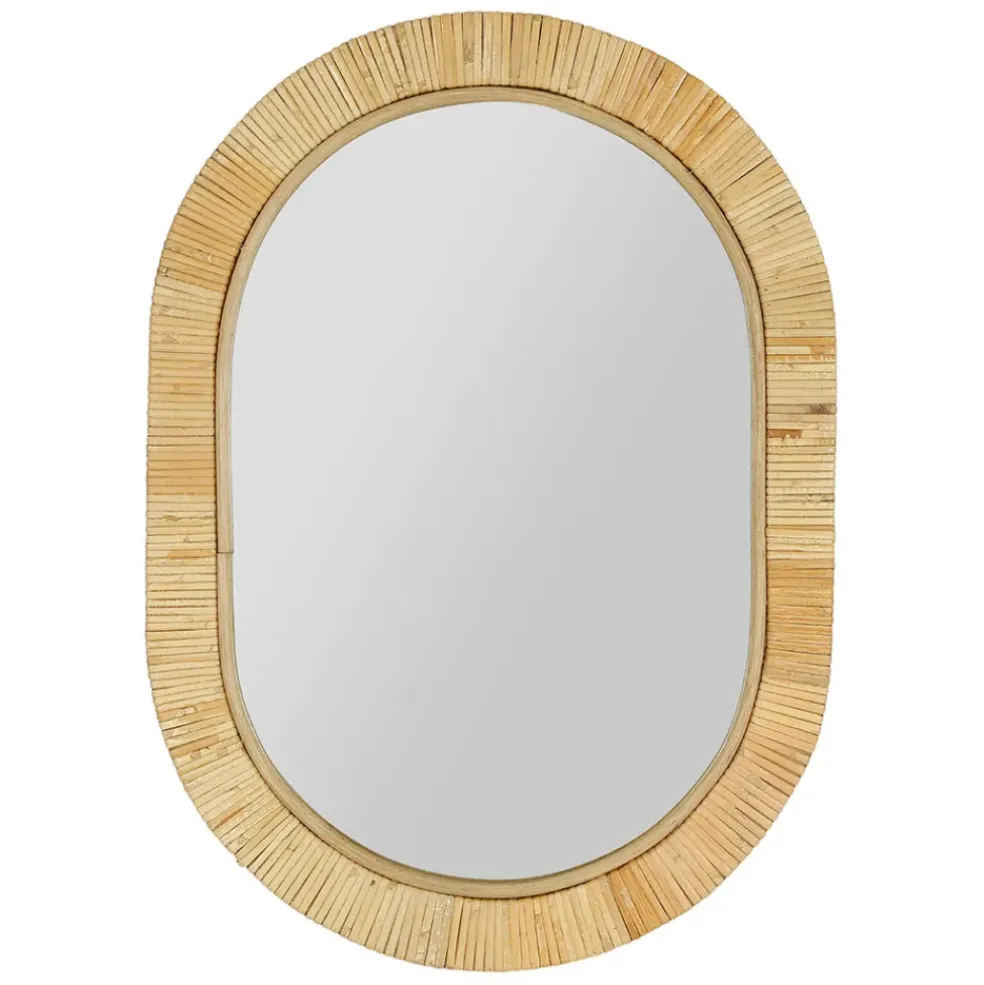 Miroir en rotin et mdf naturel 40x55cm - Tulum