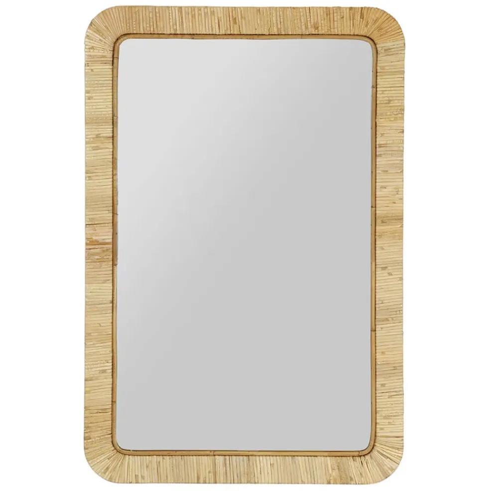 Miroir en rotin et mdf naturel 60x90cm - Tulum