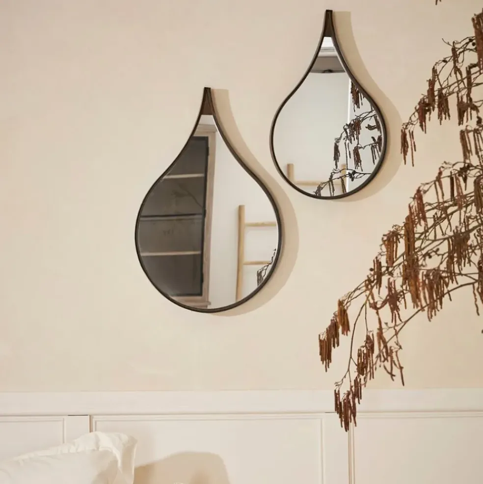 Miroir goutte en fer noir 42.5xh64cm - Kerian