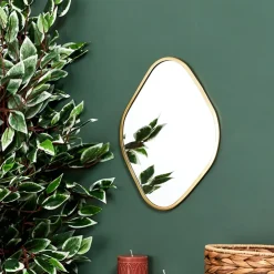 Miroir losange contour dore 34x25cm