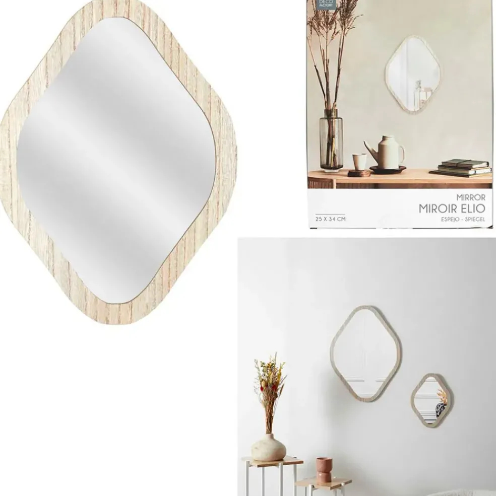 Miroir losange en bois clair 25x34cm - Elio