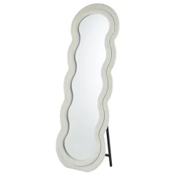 Miroir ondulé en velours blanc cassé h160cm