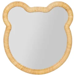 Miroir ourson en rotin et contreplaqué 40x42cm - Songes