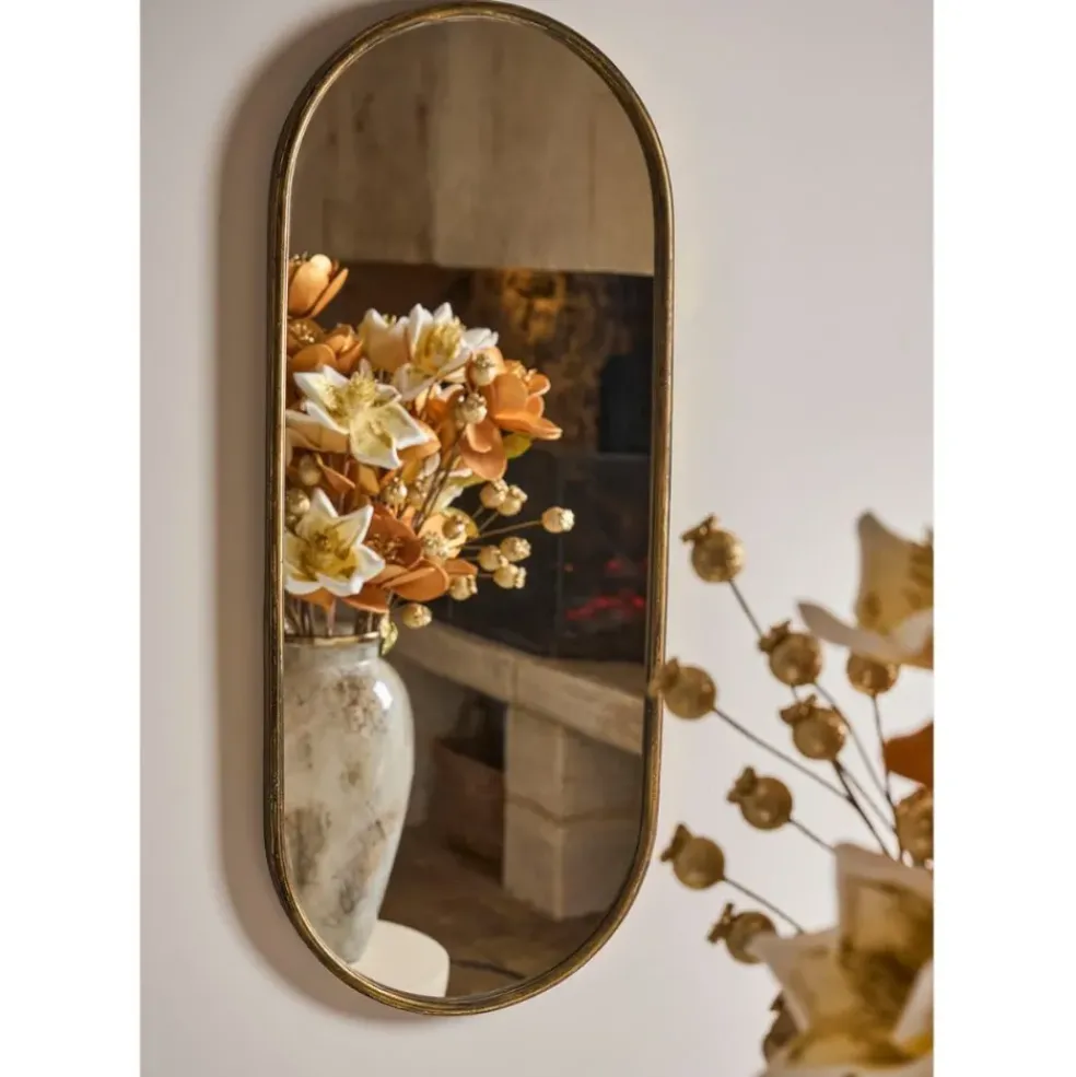 Miroir ovale en fer 35.5x89.5cm - Aziru