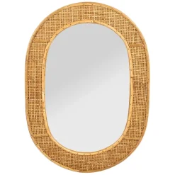 Miroir ovale en rotin naturel - Tamba