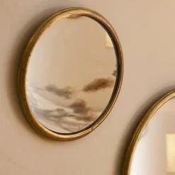 Miroir rond convexe en laiton doré d14.5cm - Edman