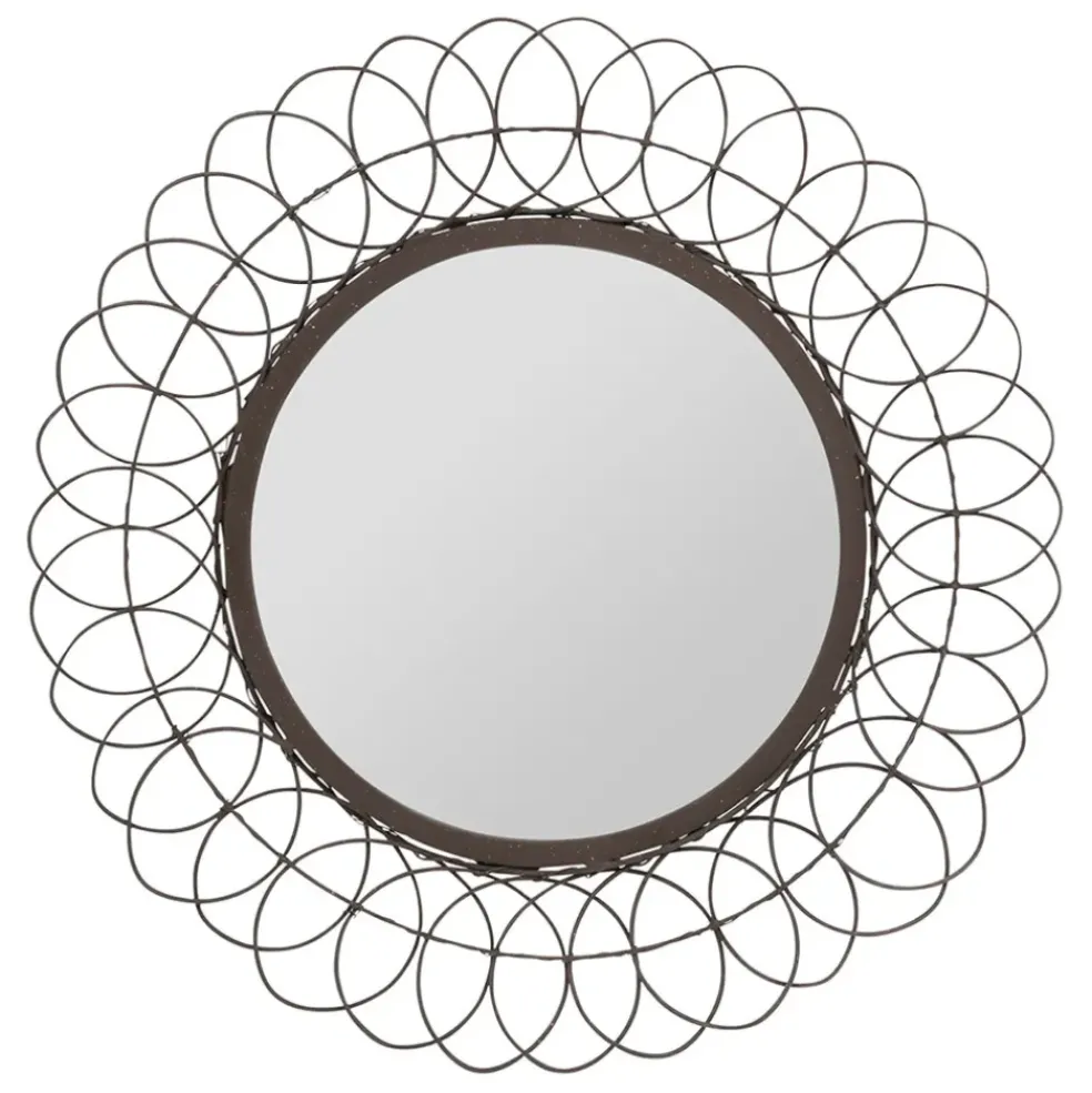 Miroir rond en fer noir D44cm - Lore