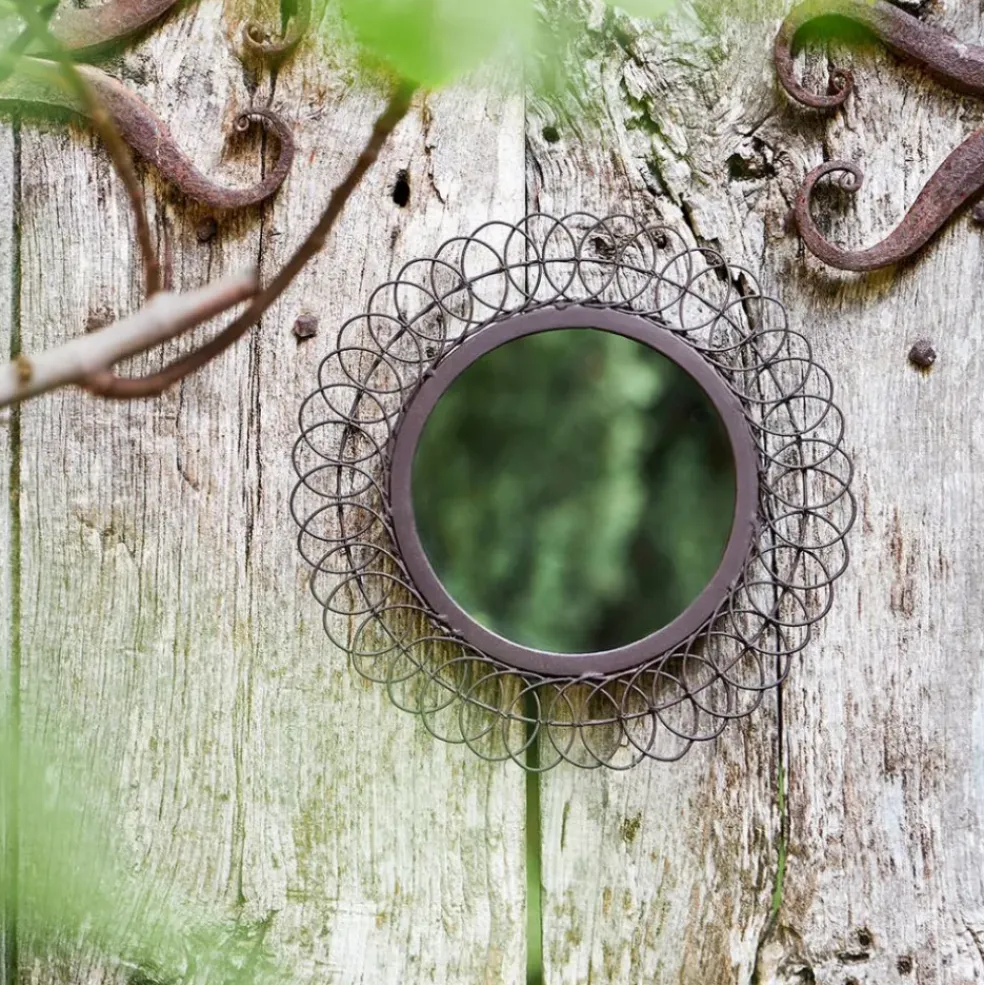 Miroir rond en fer noir D44cm - Lore