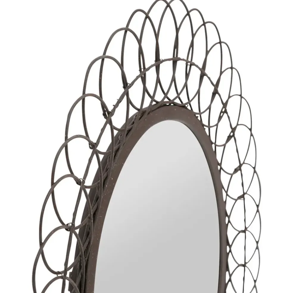 Miroir rond en fer noir D44cm - Lore