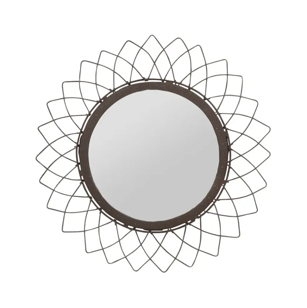 Miroir rond en fer noir D32cm - Lore