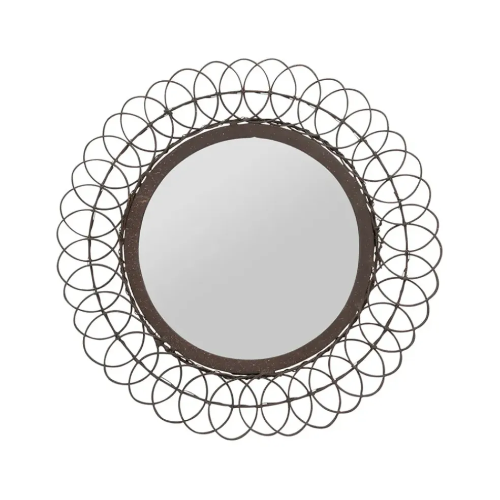 Miroir rond en fer noir D31cm - Lore