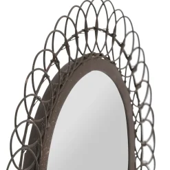 Miroir rond en fer noir D31cm - Lore
