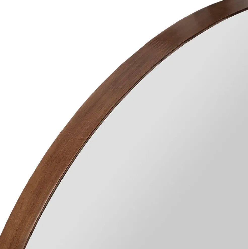 Miroir rond en pin foncé d80cm - Mikawa
