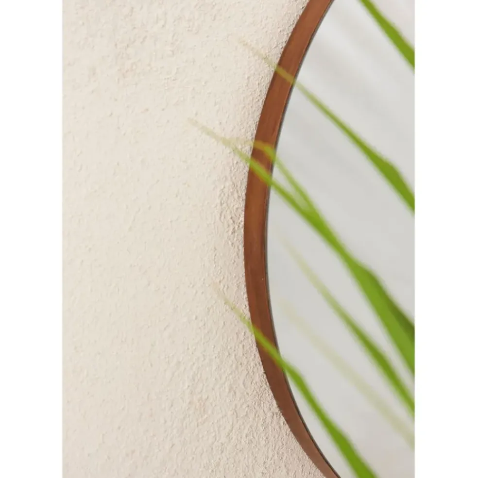 Miroir rond en pin foncé d80cm - Mikawa