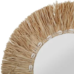 Miroir rond en raphia naturel d52cm - cauri